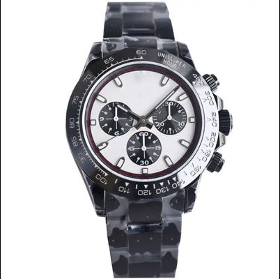Sapphire Mirror Quartz Black Metal Wrist Watch Biomimetic Ceramics