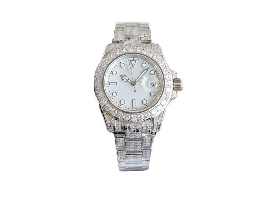 Stainless Steel Diamond Quartz Watch Fashionable With Fold Over Clasp