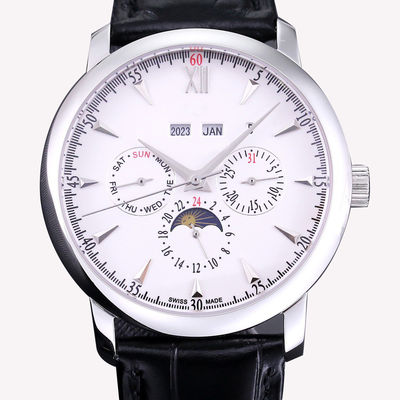Fashionable Leather Wrist Band Watch 10mm Case Thickness Leather Bracelet Watch Mens