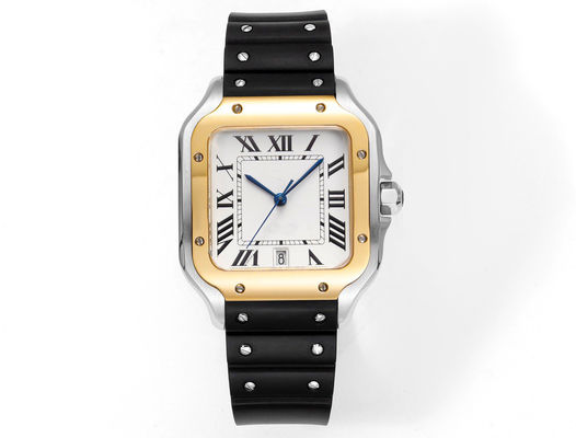 38mm Case Diameter Alloy Quartz Wrist Watch Glass Dial Black Leather Wrist Watch