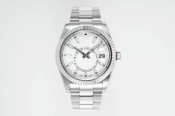 Manually Powered Stainless Steel Strap Watches With White Dial 10mm Case Thickness