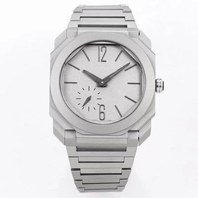 Silver Case Stainless Steel Wrist Watches 20mm Band Width Fold Over Clasp