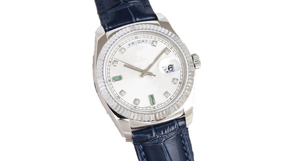 Classic Mens Mechanical Wrist Watch Automatic Movement With White Dial