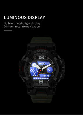 Outdoor Tactics Men's Alloy Military Style Watch Luminous Waterproof Double Display Electronic Quartz Watch