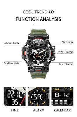 Outdoor Tactics Men's Alloy Military Style Watch Luminous Waterproof Double Display Electronic Quartz Watch