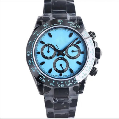 Sapphire Mirror Quartz Black Metal Wrist Watch Biomimetic Ceramics
