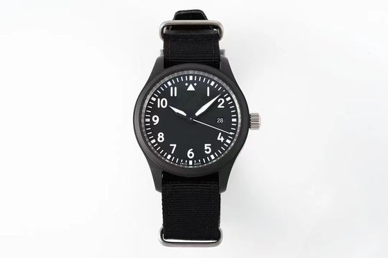 Classic Mechanical Hand watch With Stainless Steel Case And Black Strap